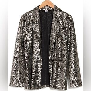Melrose and Market Black Sequin Notched Lapel Blazer Size Small